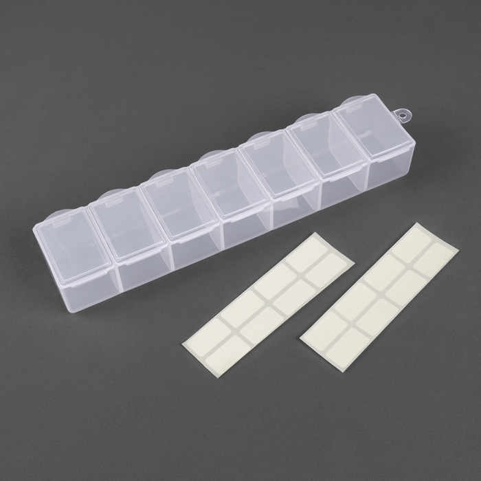 Контейнер для хранения мелочей, 19 &times; 4,5 &times; 3 см, с наклейками, цвет прозрачный