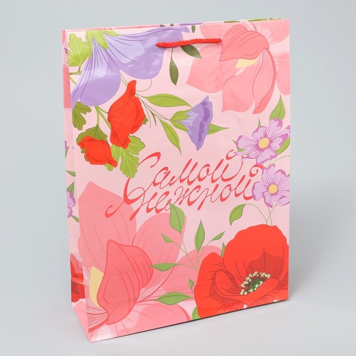 Пакет подарочный ламинированный, упаковка, &laquo;Нежность&raquo;, L 28 х 38 х 9 см