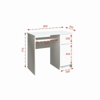 Стол письменый Мори, 900х500х770, Белый (правый угол)