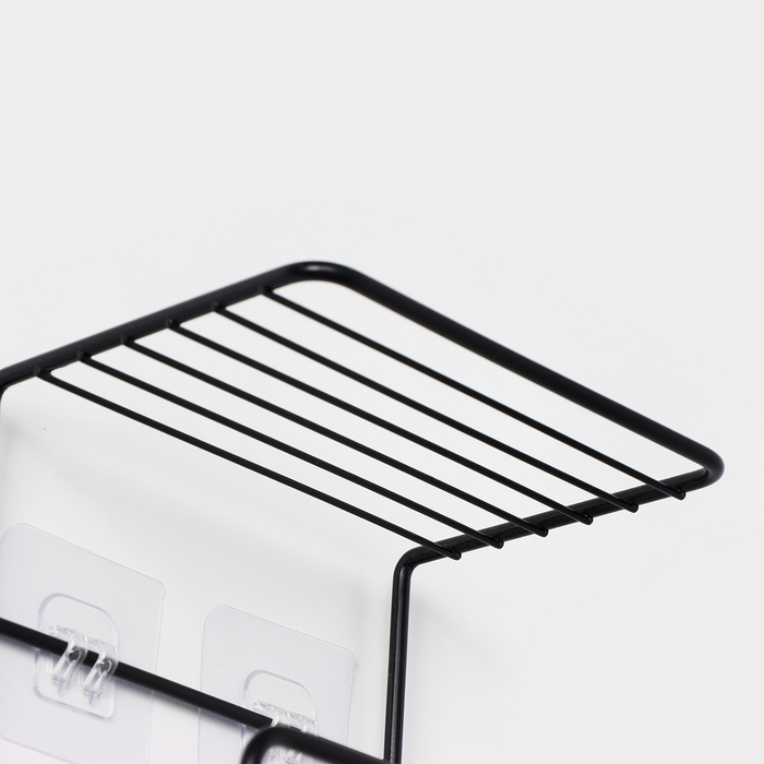 Держатель для полотенец с полкой, 15,5&times;12,5&times;33,5 см, цвет черный