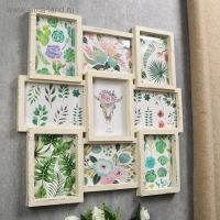 Фоторамка пластик на 9 фото 13х18 см "Большая семья" бежевая 52х52 см Фоторамка пластик на 9 фото 13х18 см "Большая семья" бежевая 52х52 см