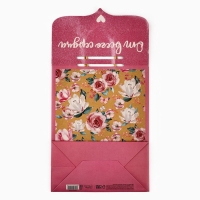 Пакет с клапаном «Цветы», крафт, глиттер, 19,5 × 10 × 25.2 см Пакет с клапаном «Цветы», крафт, глиттер, 19,5 × 10 × 25.2 см