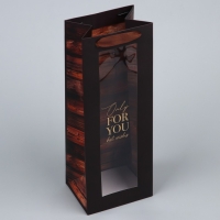 Пакет подарочный под бутылку, упаковка, &laquo;For you&raquo;, 36 х 13 х 10 см