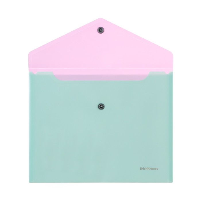 Папка-конверт на кнопке А5+, 180 мкм, ErichKrause "Matt Pastel Bloom", дополнительный карман. непрозрачная, микс