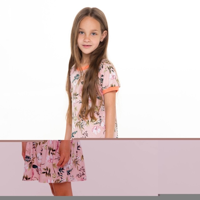 Платье для девочки, цвет персик/цветы, рост 92 см