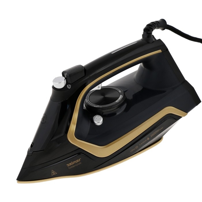 Утюг Zelmer ZIR2620 Golden Glide, 2600 Вт, керамика, 35 г/мин, 280 мл, чёрно-золотистый Утюг Zelmer ZIR2620 Golden Glide, 2600 Вт, керамика, 35 г/мин, 280 мл, чёрно-золотистый