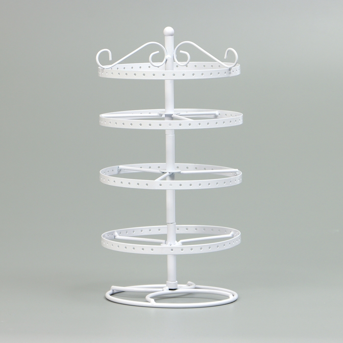 Подставка для украшений &laquo;Вертушка&raquo;, 4 яруса, металл, 15&times;15&times;35см, цвет белый