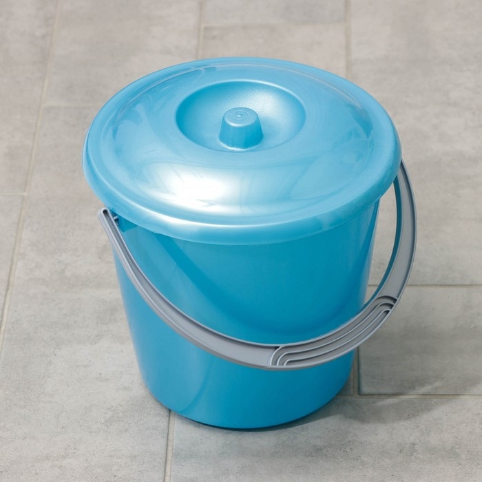 Ведро с крышкой &laquo;Соло&raquo;, 7 л, цвет голубой перламутр