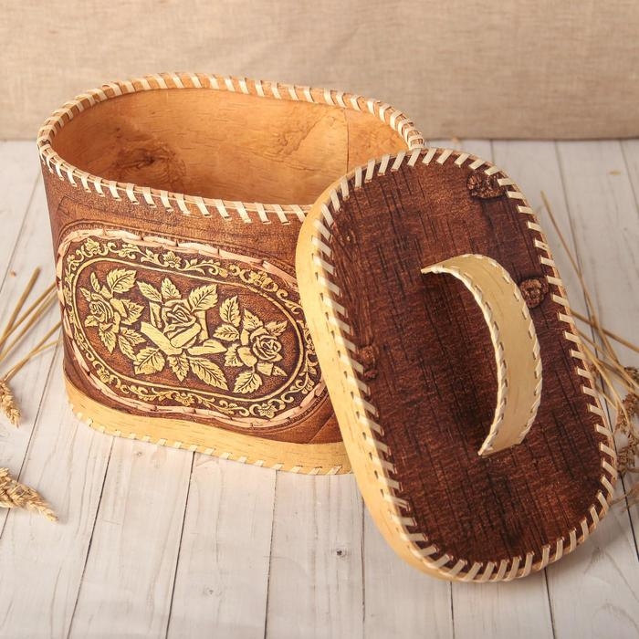Хлебница &laquo;Розы&raquo;, на 2 булки, 25&times;16&times;20 см, береста
