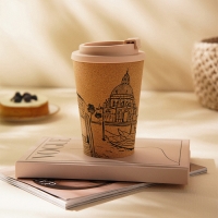 Стакан для кофе с крышкой SL Home «Венеция», пробковый, 350 мл, 9,5×9,5×14,5 см, цвет бежевый Стакан для кофе с крышкой SL Home «Венеция», пробковый, 350 мл, 9,5×9,5×14,5 см, цвет бежевый