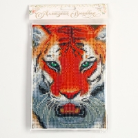 Алмазная мозаика с полным заполнением на холсте &laquo;Тигр&raquo;, 15 х 21 см