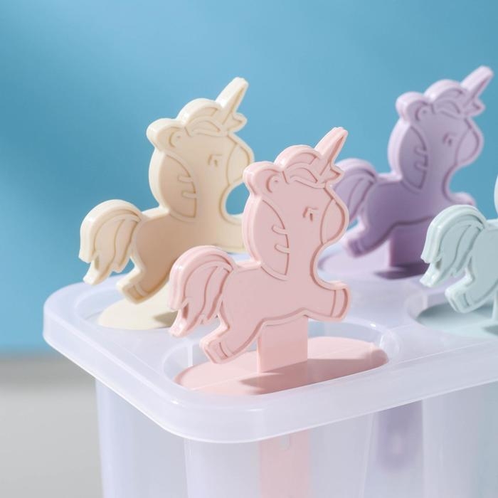 Форма для мороженого «Единороги», 12,5×7,5×14 см, 4 ячейки, цвет прозрачный Форма для мороженого «Единороги», 12,5×7,5×14 см, 4 ячейки, цвет прозрачный