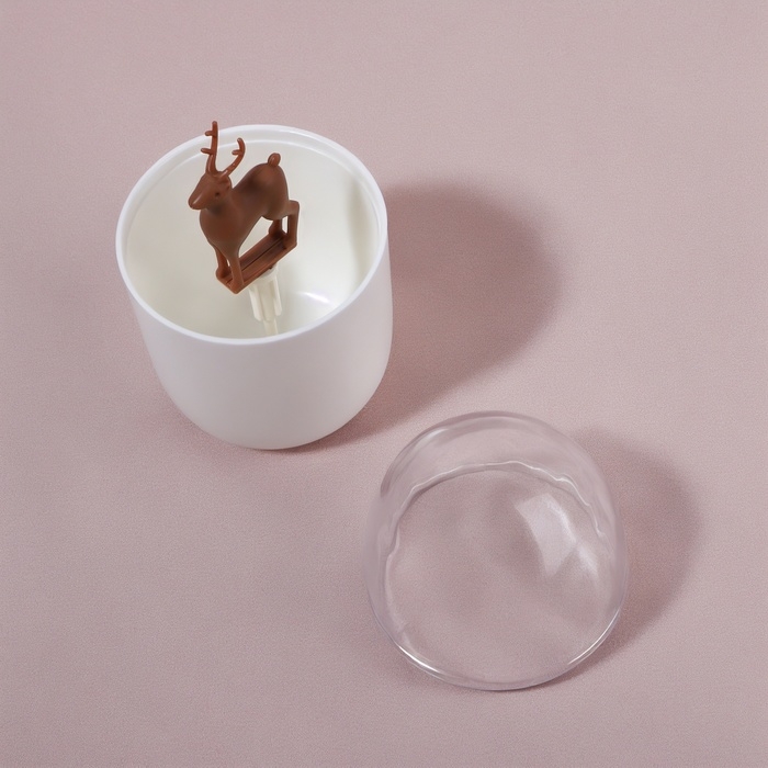 Органайзер для ватных палочек &laquo;ОЛЕНЬ&raquo;, с крышкой, d = 7 &times; 11 см, цвет белый/прозрачный