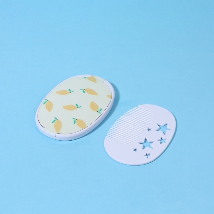 Зеркало складное &laquo;Лимон&raquo;, с расчёской, 6,5 &times; 9,5 см