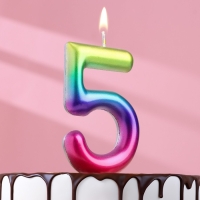 Свеча в торт "Акварель", цифра 5, 9 см, ГИГАНТ Свеча в торт "Акварель", цифра 5, 9 см, ГИГАНТ