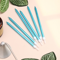 Свечи в торт "Ройс", 6 шт, высокие, 12,5 см, небесно-голубой металлик Свечи в торт "Ройс", 6 шт, высокие, 12,5 см, небесно-голубой металлик