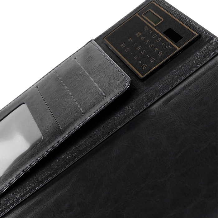 Ежедневник недатированный,формат А5, 140 листов, в клетку, обложка кожзам, с хлястиком, с калькулятором, чёрный