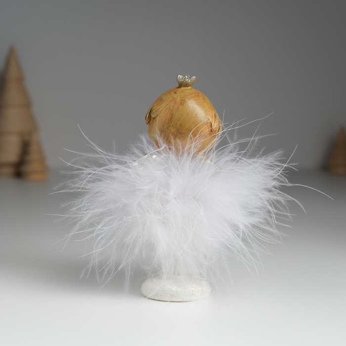 Сувенир полистоун "Ангелочек в белом пуховом платье с короткими волосами" МИКС 6х6х11 см