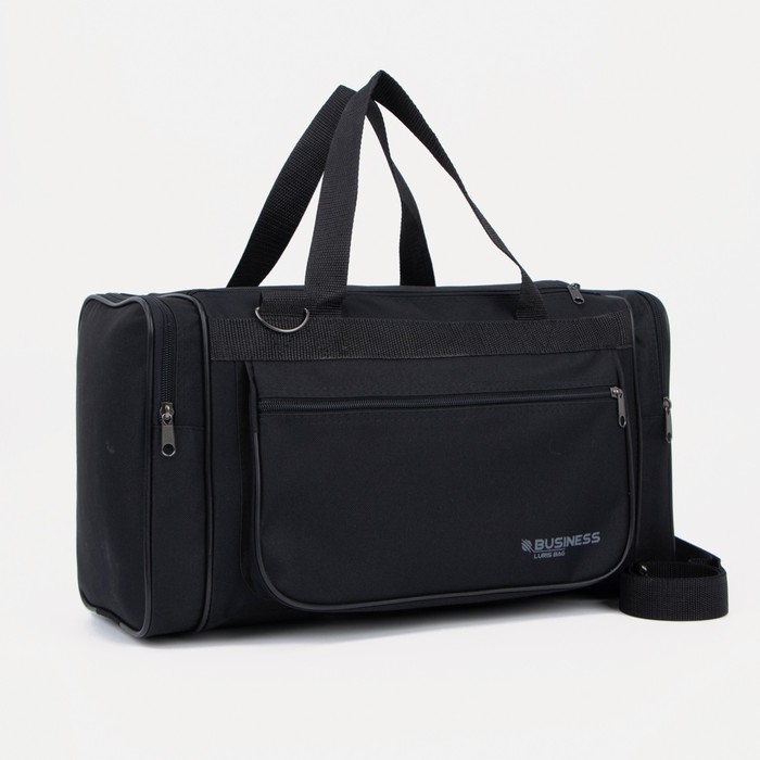 Сумка дорожная, 3 отдела на молниях, наружный карман, длинный ремень, цвет чёрный Сумка дорожная, 3 отдела на молниях, наружный карман, длинный ремень, цвет чёрный