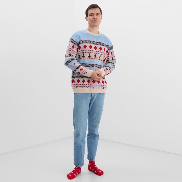 Новый год. Джемпер вязаный KAFTAN Scandinavia размер 54, голубой