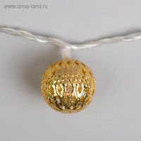 Гирлянда &laquo;Нить&raquo; 4 м с насадками &laquo;Шарик с узором&raquo;, IP20, прозрачная нить, 20 LED, свечение тёплое белое, 8 режимов, 220 В