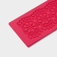 Коврик для айсинга Доляна &laquo;Цветочное кружево&raquo;, силикон, 39,5&times;8 см, цвет красный