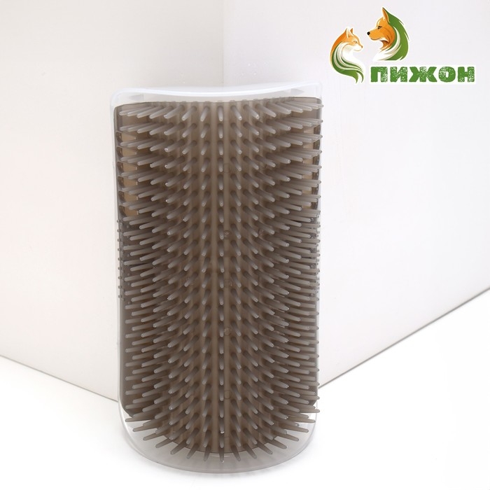 Массажер - чесалка на угол с кошачьей мятой для кошек, размер L, 17*11*6.2, серый Массажер - чесалка на угол с кошачьей мятой для кошек, размер L, 17*11*6.2, серый