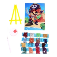 Алмазная мозаика с частичным заполнением на подставке для детей &laquo;Лис-пират&raquo;, 15 х 21 см