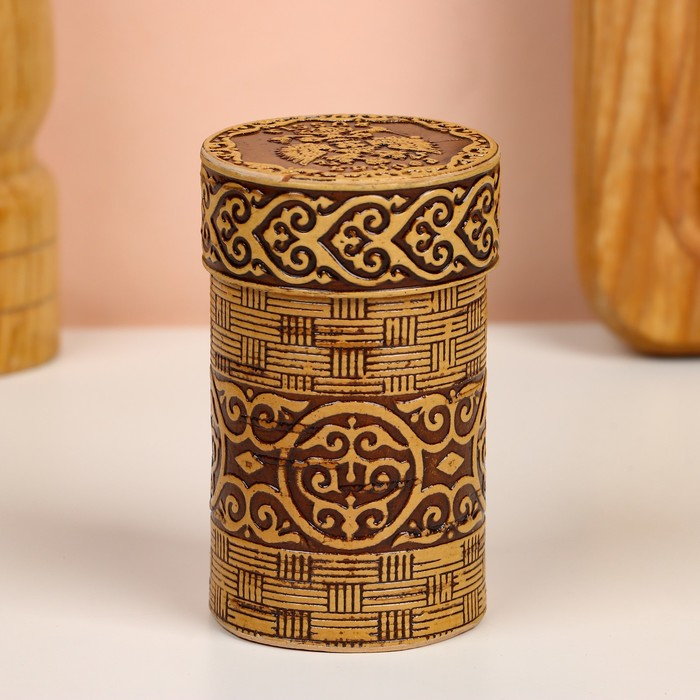 Набор стопок &laquo;Герб России&raquo;, 4 шт, в тубусе, 4,5&times;4,5&times;9 см, береста