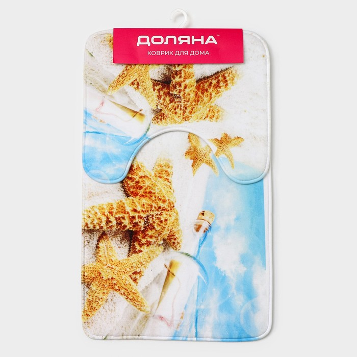 Коврики для ванной и туалета Доляна &laquo;Звёзды на песке&raquo;, 2 шт: 37&times;45 см, 45&times;75 см