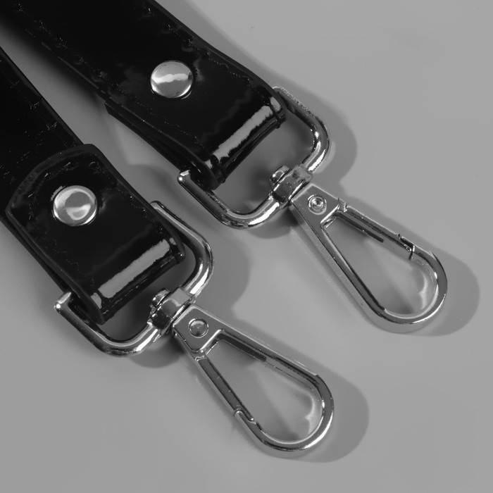 Ручка для сумки лакированная, с карабинами, 60 ± 1 см, цвет чёрный Ручка для сумки лакированная, с карабинами, 60 ± 1 см, цвет чёрный