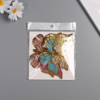 Наклейка бумага, пластик "Бабочки, цветной глиттер" золото набор 12 шт 12 см, 10 см 8 см