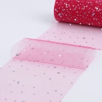 Фатин с блёстками, 15 см, 11 ± 1 г/кв.м, 23 ± 1 м, цвет ярко-розовый №61 Фатин с блёстками, 15 см, 11 ± 1 г/кв.м, 23 ± 1 м, цвет ярко-розовый №61