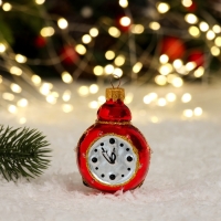 Ёлочное украшение "Часы - будильник", красный, в подарочной упаковке h- 8,5 см Ёлочное украшение "Часы - будильник", красный, в подарочной упаковке h- 8,5 см