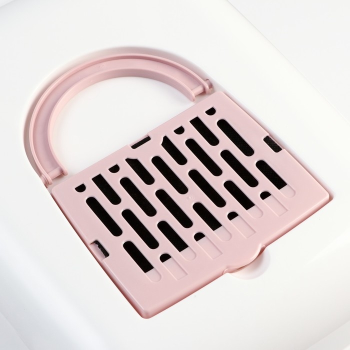 Туалет для кошек "Лекси" закрытый бело/розовый 50,5 х 39 х 41 см