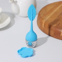 Ситечко для чая Доляна «Листок», нержавеющая сталь 304, цвет голубой Ситечко для чая Доляна «Листок», нержавеющая сталь 304, цвет голубой