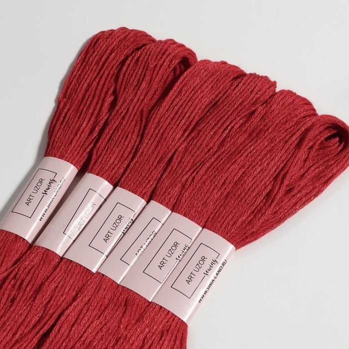 Нитки мулине, 8 &plusmn; 1 м, 6 шт, цвет красный №817