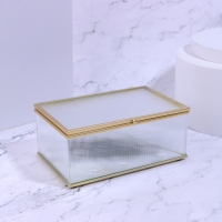 Органайзер для хранения &laquo;RIPPLES&raquo;, с крышкой, стеклянный, с зеркальным дном, с крышкой, 1 секция, 17 &times; 10,5 &times; 7 см, цвет прозрачный/медный