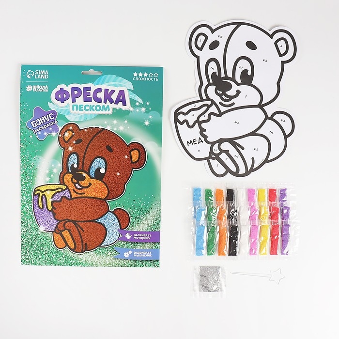 Фреска для самых маленьких &laquo;Мишка&raquo; + блёстки