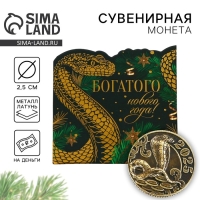 Монета новогодняя амулет «Новый год: Богатого Нового года», диам 2.5 см Монета новогодняя амулет «Новый год: Богатого Нового года», диам 2.5 см