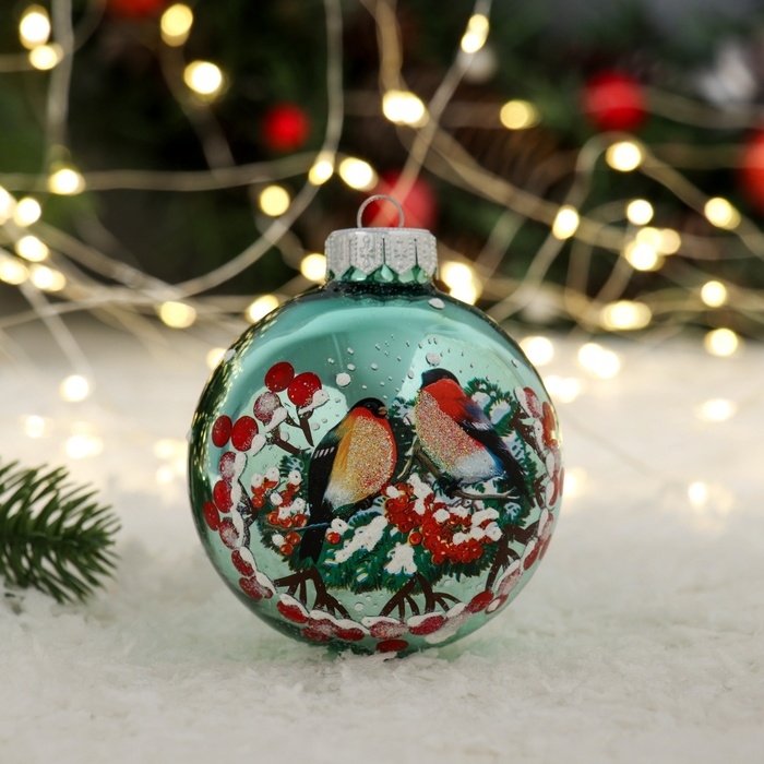 Шар Шар "Зимние птицы2", 80 мм., в подарочной упаковке