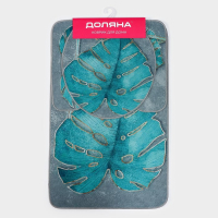 Коврики для ванной и туалета Доляна &laquo;Тропический&raquo;, 3 шт: 50&times;80 см, 50&times;40 см, 40&times;43 см