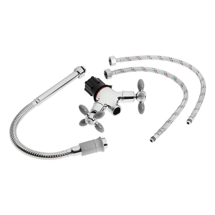 Смеситель для кухни ZEIN ZC2031, гибкий излив, кран-букса латунь 1/2 Смеситель для кухни ZEIN ZC2031, гибкий излив, кран-букса латунь 1/2", серый/хром