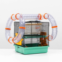 Клетка для грызунов Мини, двухъярусная, с полкой, домом и микс лабиринтов Клетка для грызунов Мини, двухъярусная, с полкой, домом и микс лабиринтов