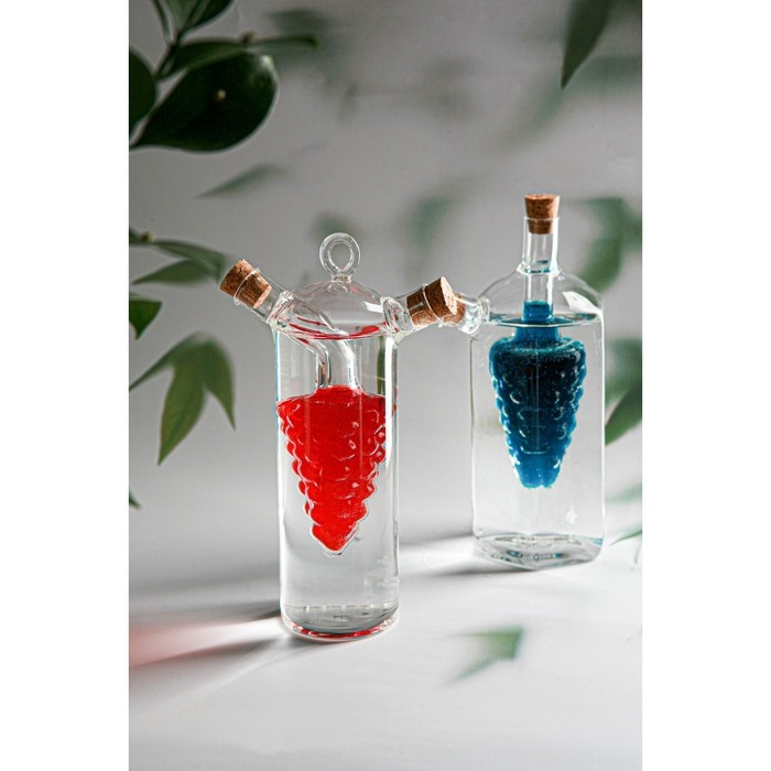 Бутыль стеклянный для соусов и масла 2 в 1 &laquo;Фьюжн. Виноград&raquo;, 300/50 мл, 11&times;6,5&times;18 см