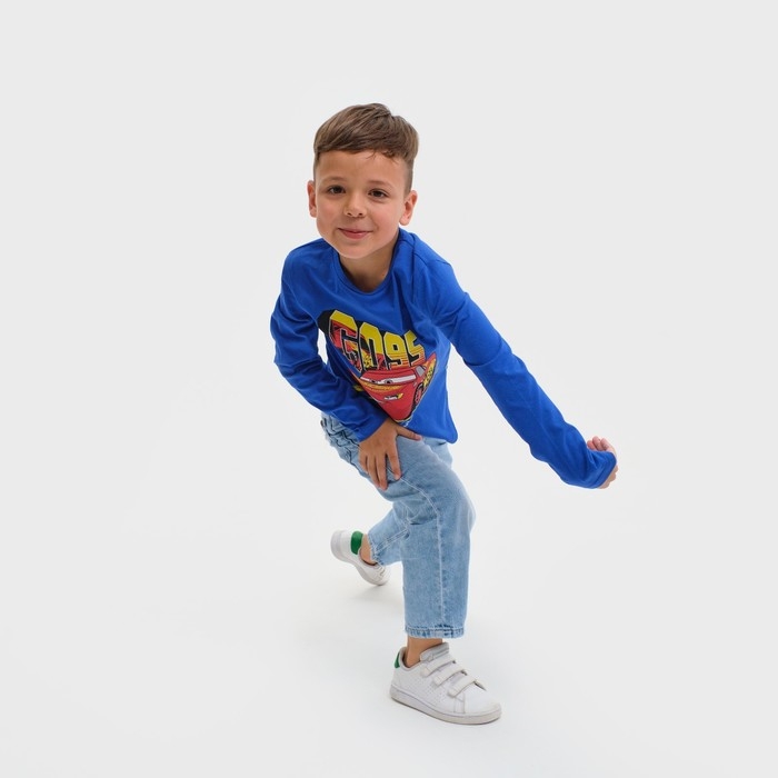 Футболка с длинным рукавом "Тачки", Disney, рост 122-128, синий