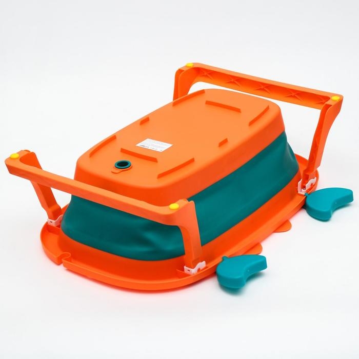 Ванночка детская складная со сливом, &laquo;Краб&raquo;, 67 см., цвет бирюзовый/оранжевый
