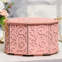 Семейный банк с вензелями, пудровый, мдф, 27х27х16,5 см