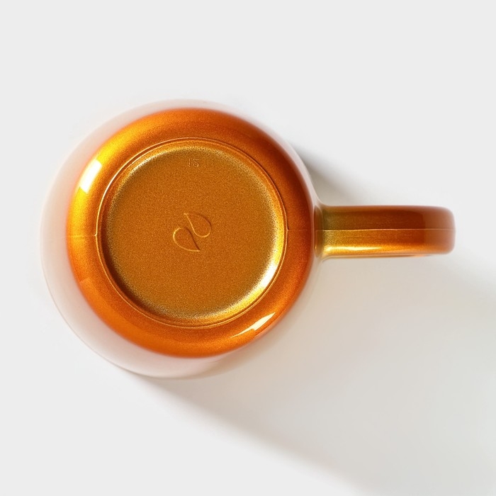 Кружка стеклянная, 340 мл, цвет оранжевый металлик