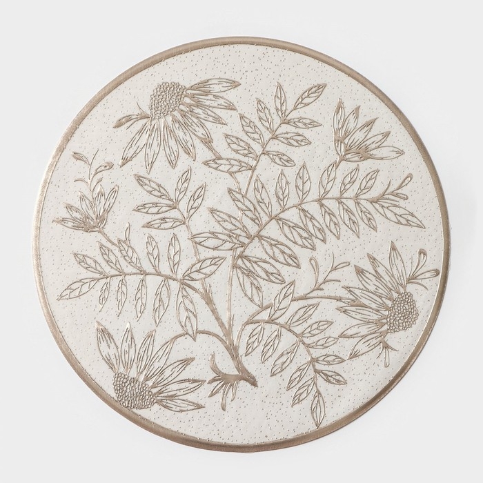 Салфетки сервировочные на стол Доляна &laquo;Ботаника&raquo;, 2 шт, d=38 см, цвет бежевый